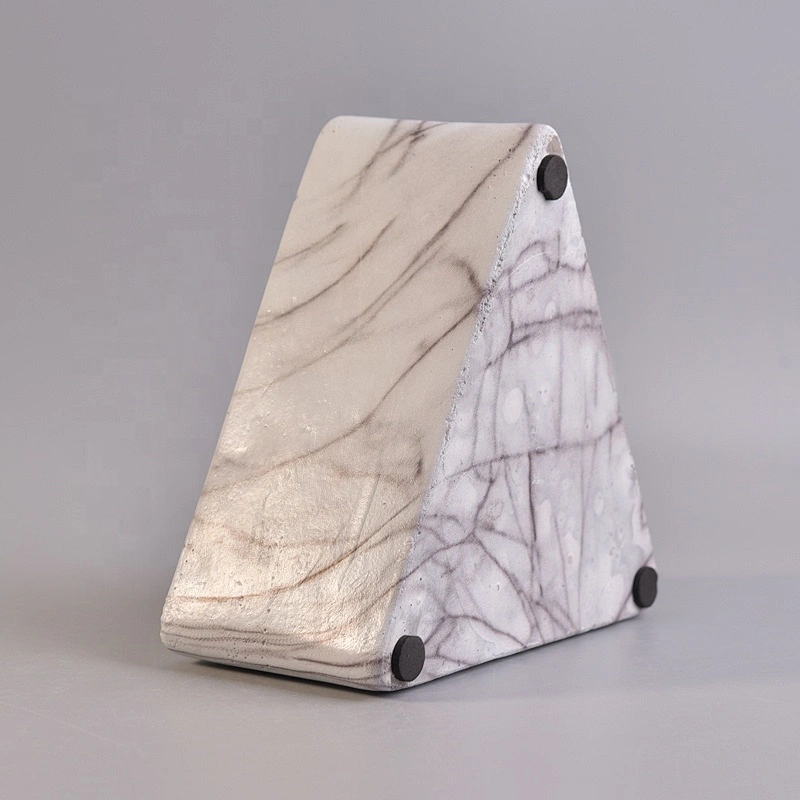 400ml Custom triangle grey cement Candle holder home decor