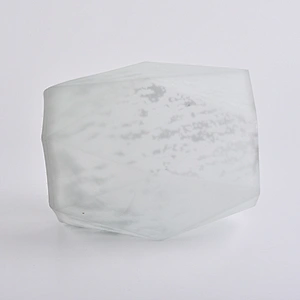 Big size polygon mercury electroplating frosted painting glass candle containers for home decor