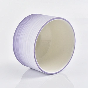 Purple line ceramic candle jars for home decorations