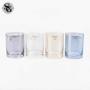 Sunny 403ml transparent iridescent glass candle holders hot sale products