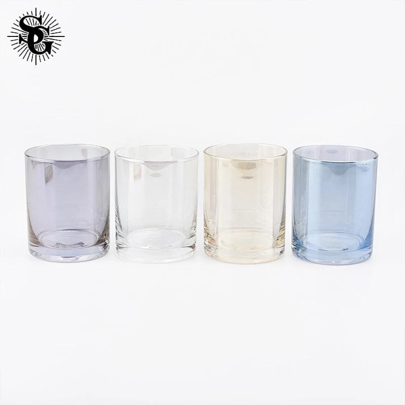 Sunny 403ml transparent iridescent glass candle holders hot sale products
