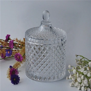 Sunny luxury crystal empty glass candle jar with lids