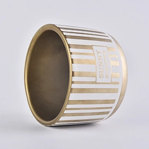 Sunny custom gold electroplated ceramic candle vessel for candles