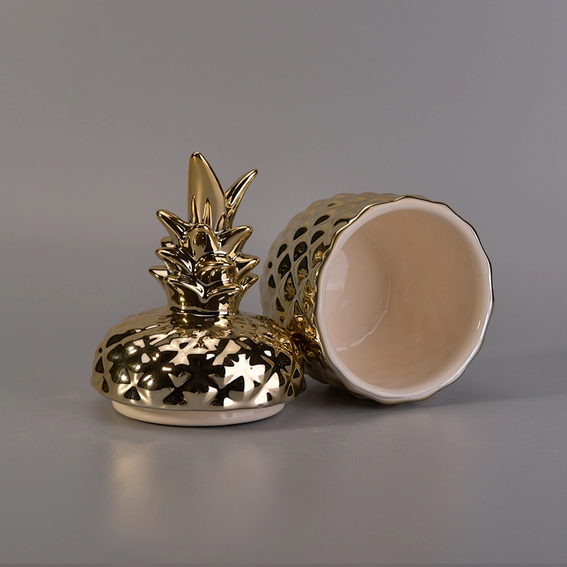 10oz Pineapple Ceramic Candle Jar With Lid