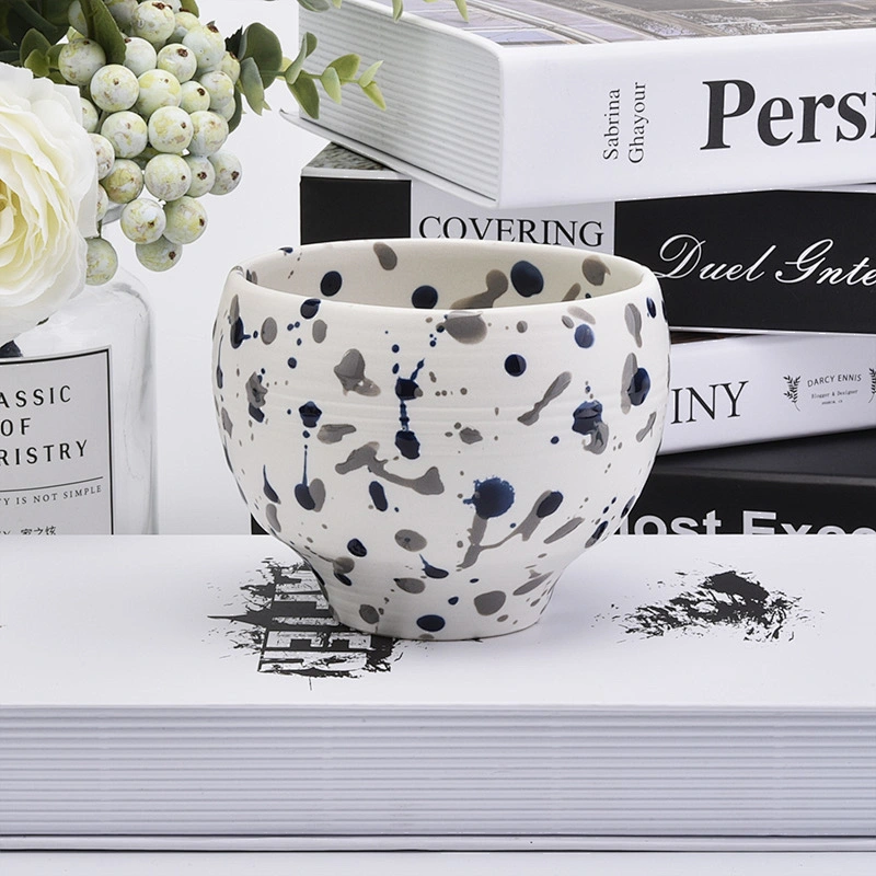 12oz round glaze white ceramic candle containers for home decor