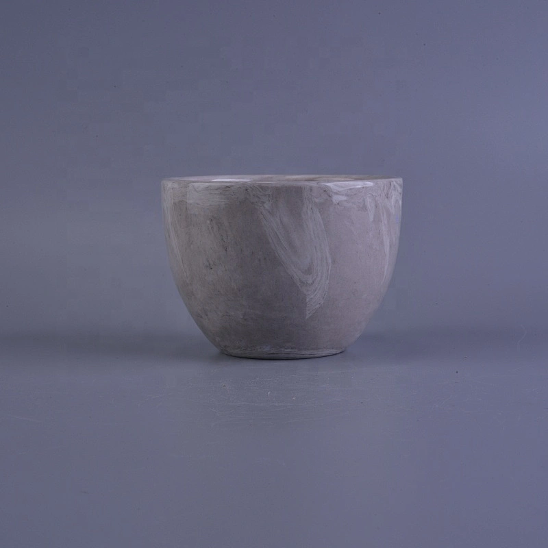 Round hurricane grey scented ceramic candle jar wholesales