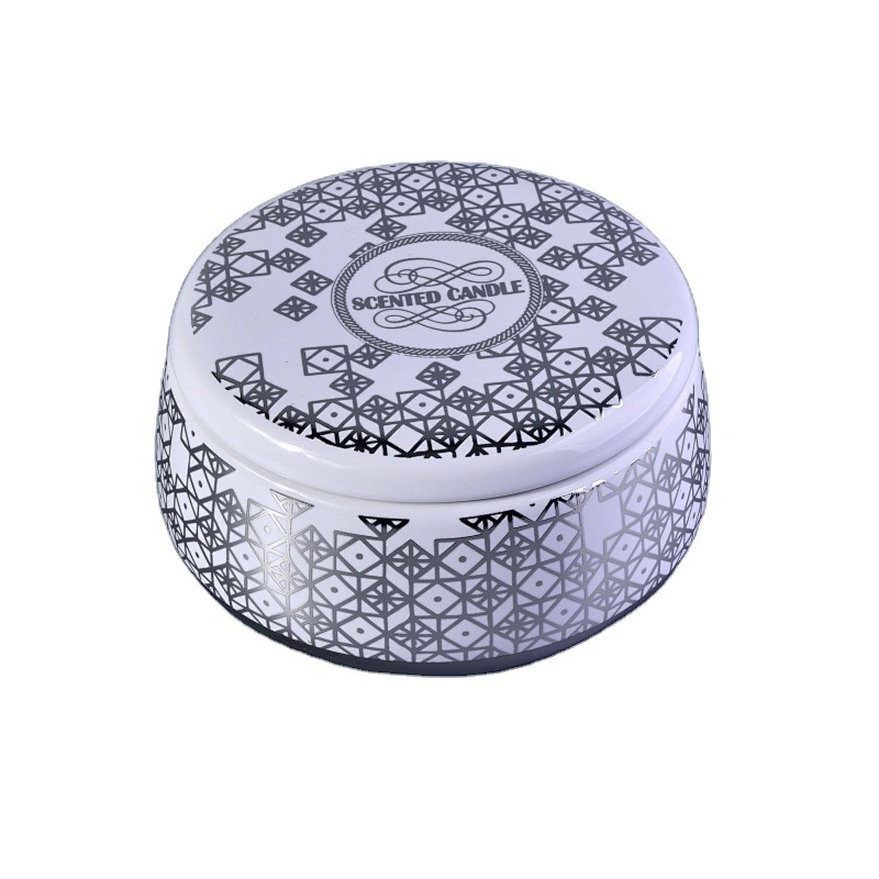 Sunny custom printing silver scented ceramic candle vessel with lid