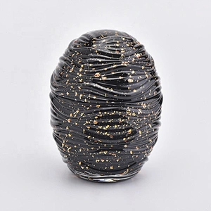 Black egg shaped glass candle holder with lid home decor