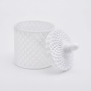 Matte White Geo Cut Luxury Glass Jar For Candle Making