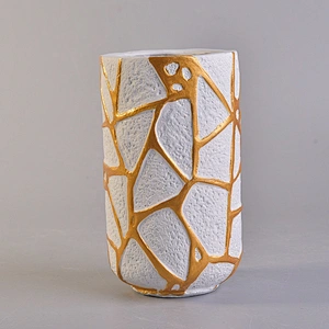 Wholesales luxury gold decorative empty cement candle holder 10oz 20oz