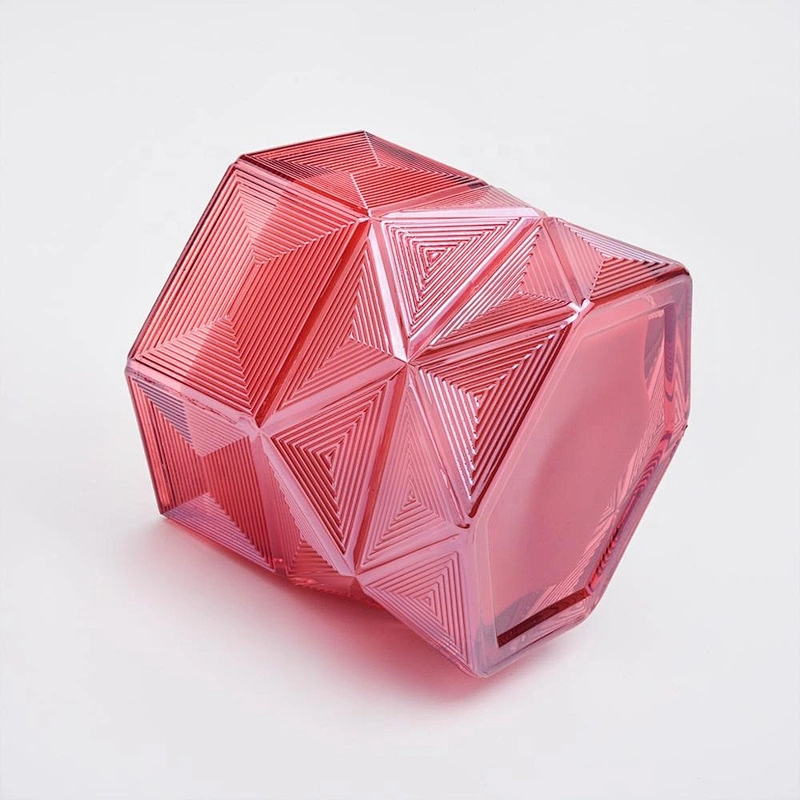 Wholesales christmas Custom Hexagon candle glass holder 10oz 20oz