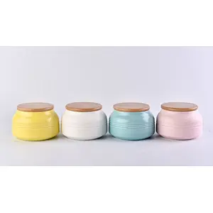 Home Decoration 8oz Pink Ceramic Candle Jar with lid
