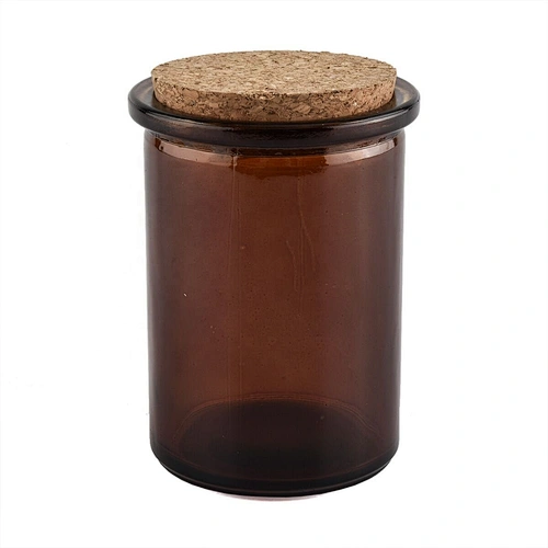 hot sales amber glass candle jars with cork lid