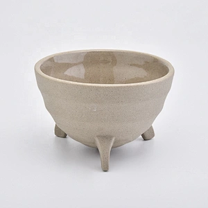 10oz Home decor brown standing ceramic candle holders