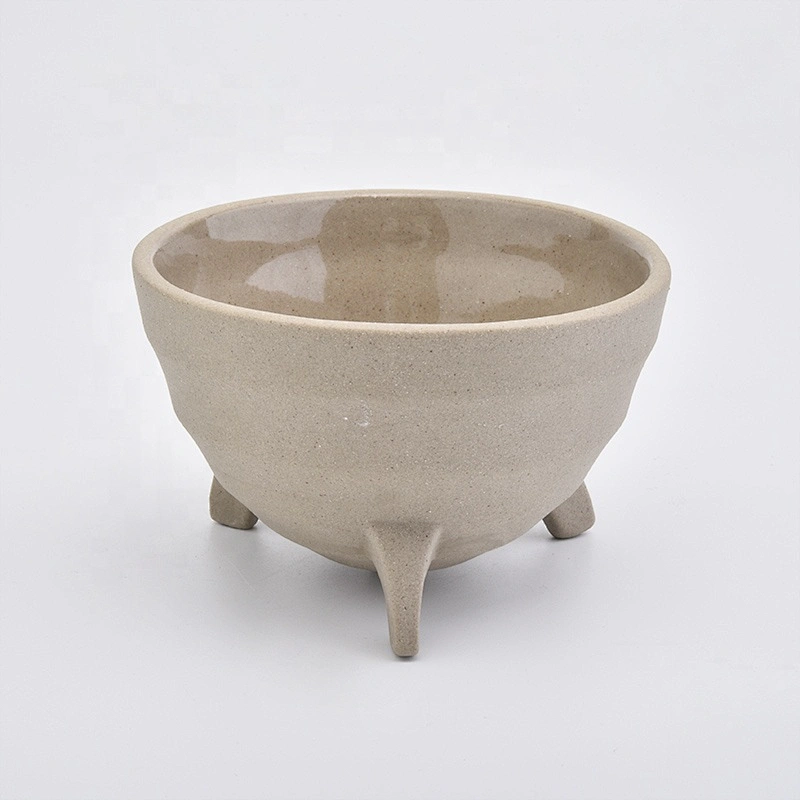 10oz Home decor brown standing ceramic candle holders