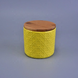 Wholesales luxury ceramic candle jars with wooden lid empty
