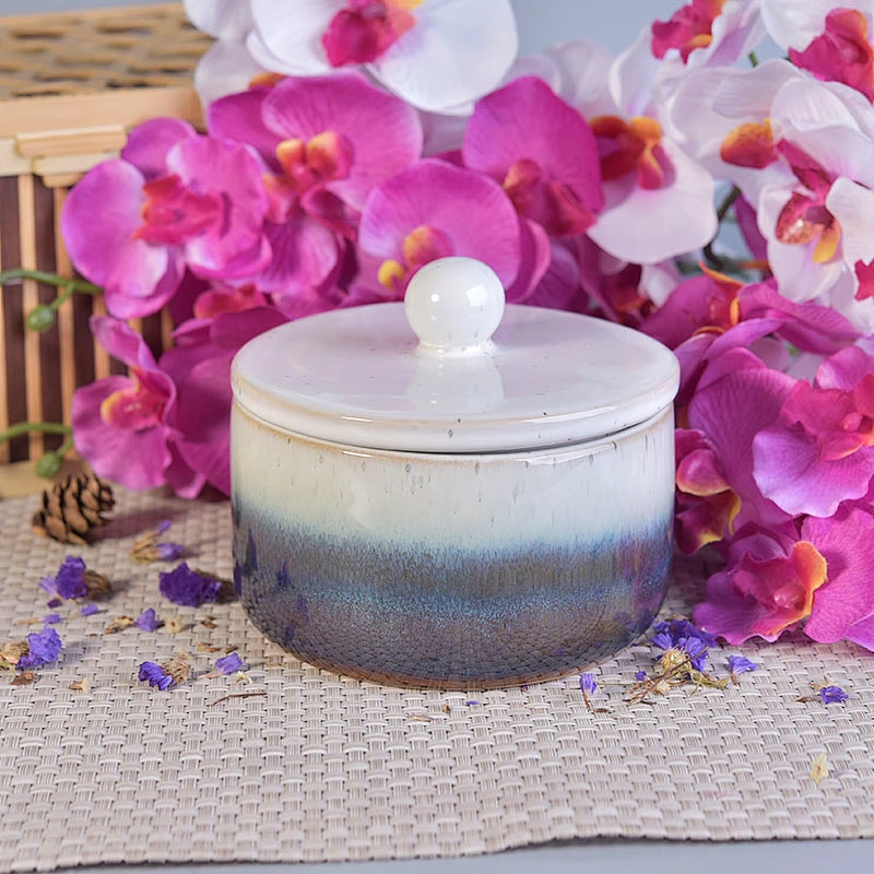 10oz 20oz Wholesale custom round ceramic candle holder with lid