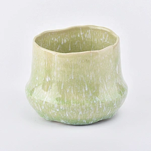 Custom geo green ceramic candle jar home decor
