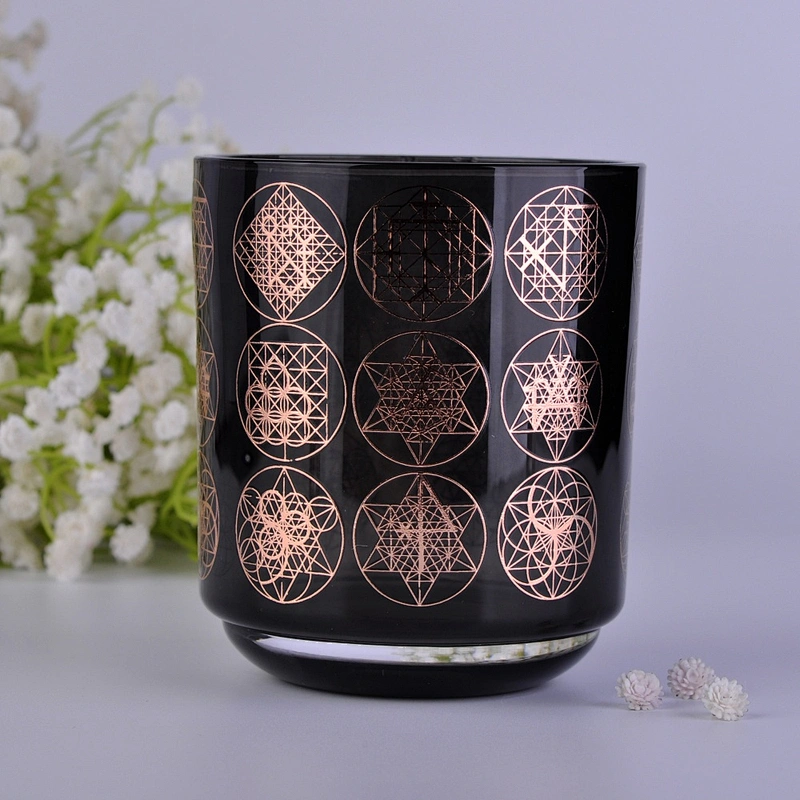 Wholesales black glass candle jar custom 10oz