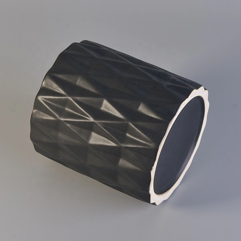 Luxury matte black ceramic candle container 600ml