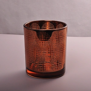 8oz 10oz Wholesales amber electroplated crystal glass candle jars