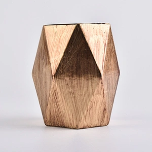 Custom Gold Hexagon Glass Candle Holders