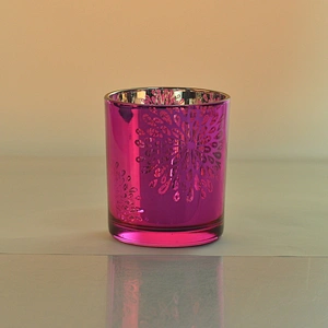 8oz 10oz Wholesales cylinder pink glass candle holder