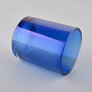 Suppliers tea light blue  luxury glass candle jar for candle making