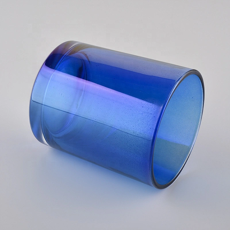 Suppliers tea light blue  luxury glass candle jar for candle making