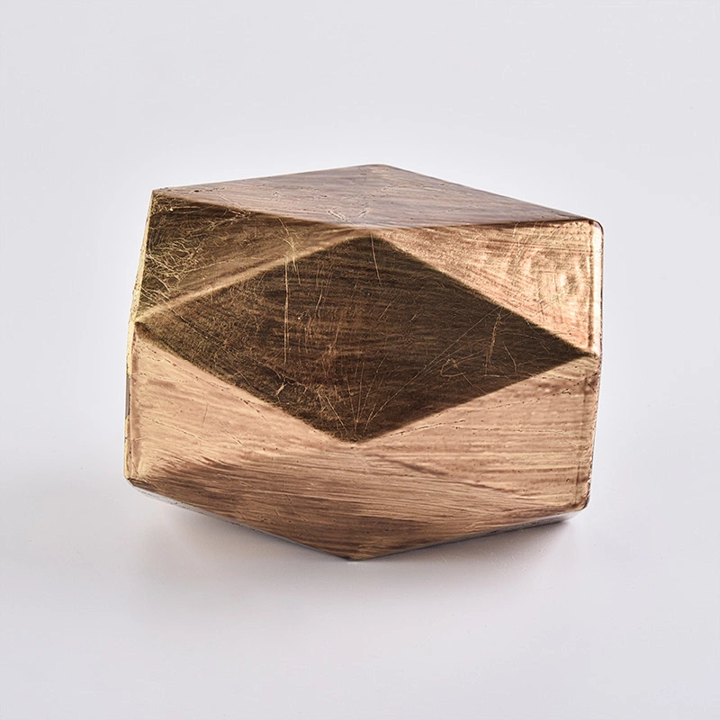 Custom Gold Hexagon Glass Candle Holders