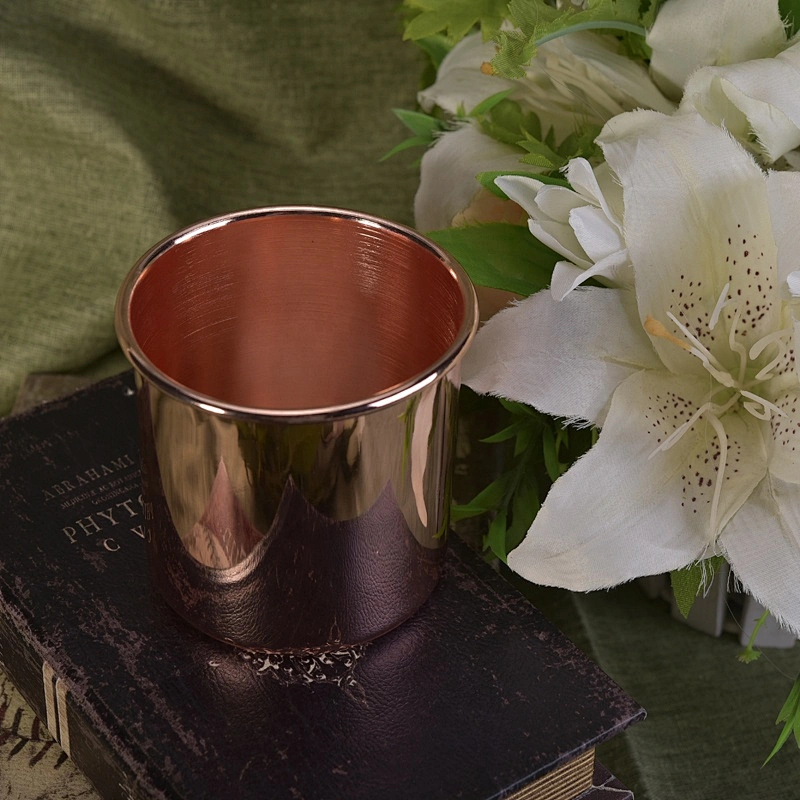 Vintage decorative pink metal candle holder
