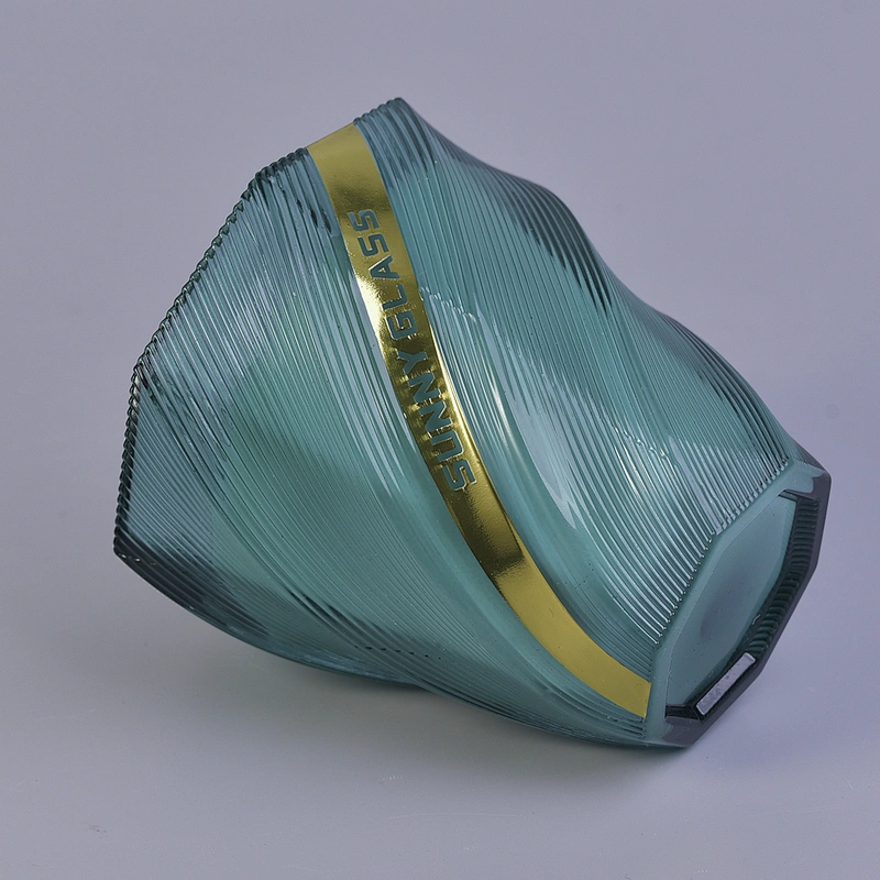 Hot sales tealight geo cut glass candle jar in bulk