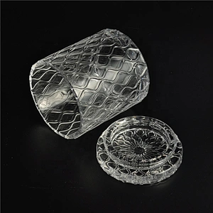 Wholesales crystal tealight candle glass jars with lid