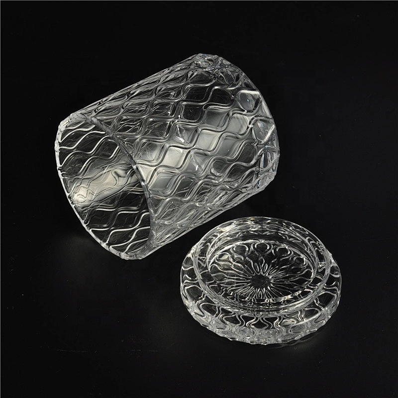 Wholesales crystal tealight candle glass jars with lid