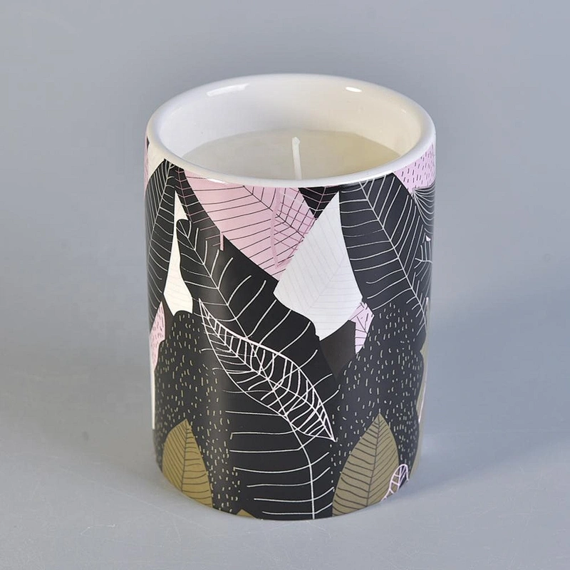 Modern cylinder outdoor porcelain candle ceramic holders 10oz 20oz