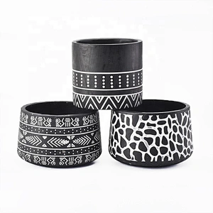 800ml Custom cylinder black Concrete Candle jar