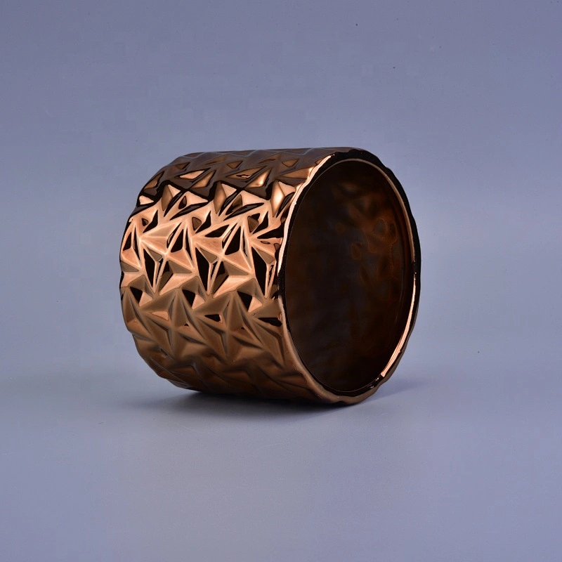 Wholesales golden tealight ceramic geometric candle holder