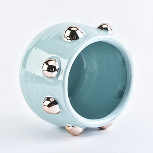 Luxury decorative empty blue Ceramic Candle jar