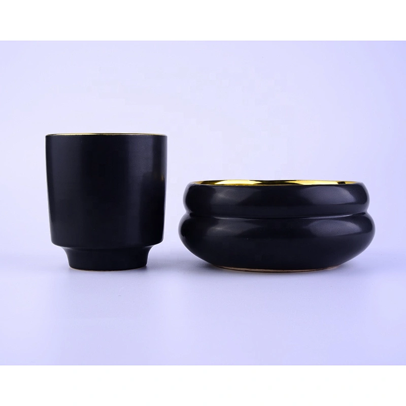 Sunny new design black frosted Ceramic Candle jars wholesales