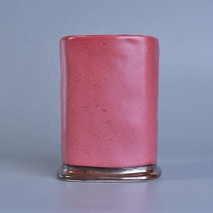 10oz 12oz 20oz Home decoration square pink candle ceramic holder