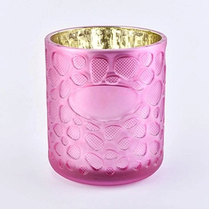 Wedding decoration Custom pink matte electroplated glass candle holder