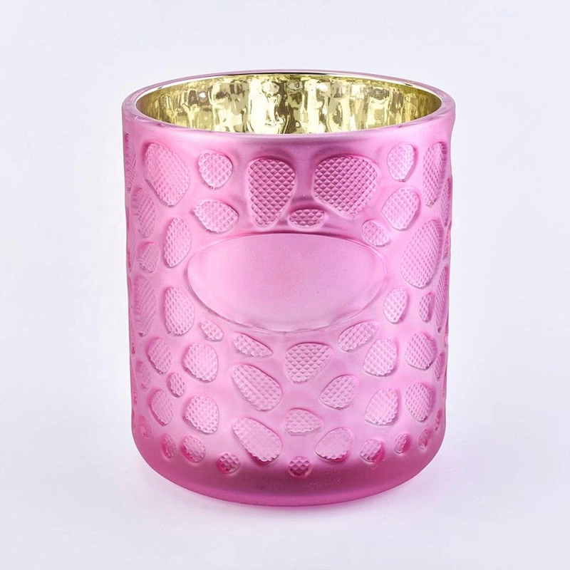 Wedding decoration Custom pink matte electroplated glass candle holder