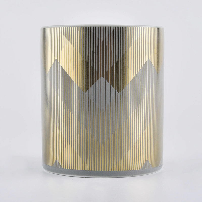Matte Grey Ceramic Candle Jar With Custom Gold Printing