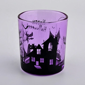hot sales purple glass candle holder
