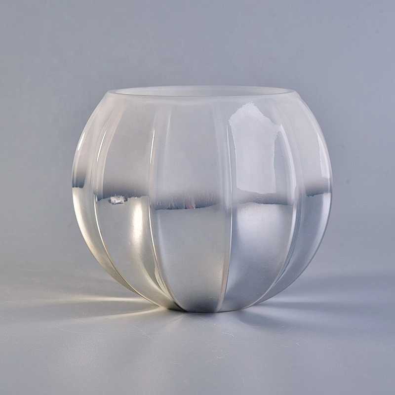 10oz Christmas crystal white geometric green glass candle jar
