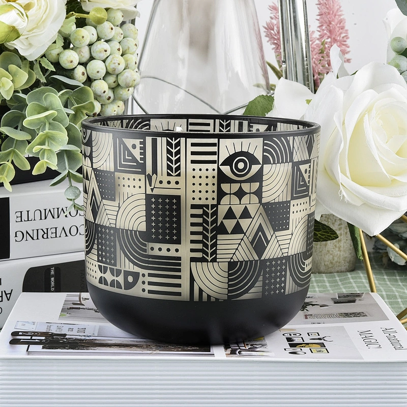 10oz Wholesales custom black luxury glass candle holders home decor