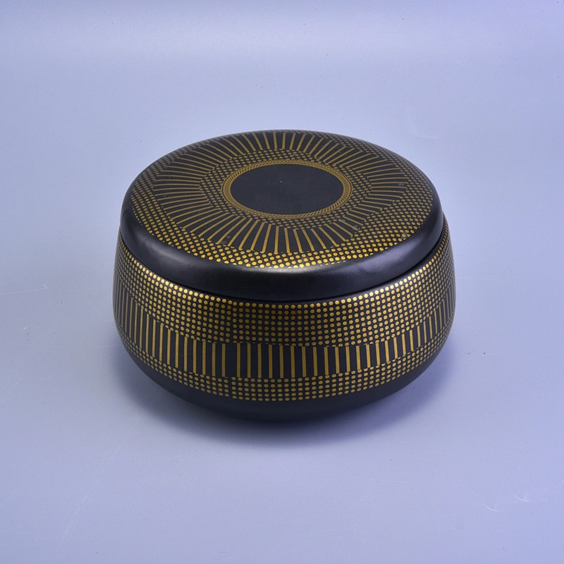 Sunny suppliers matte black scented ceramic candle holders with lids