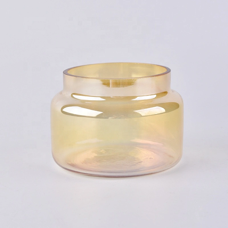 Golden  glass candle containers for home decoration