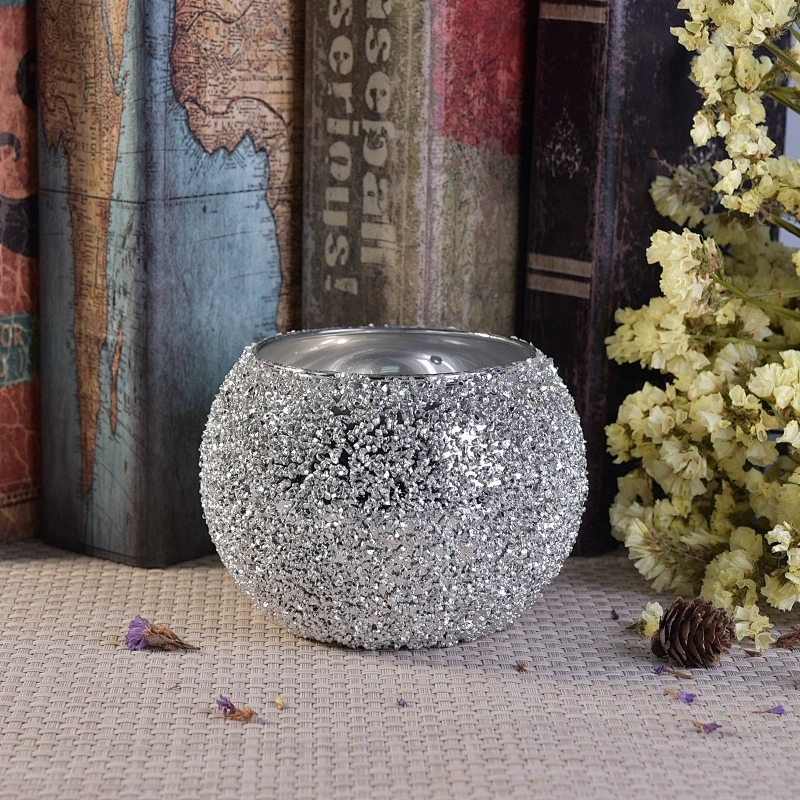 Christmas crystal round plating glass jar candle