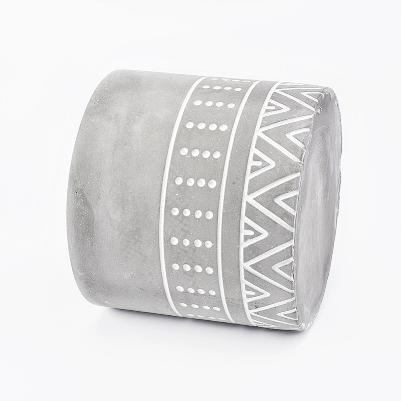 21oz engraving grey cement candle containers home decor concrete candle holders